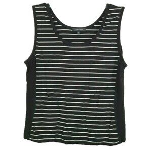 Karen Kane Womens Tank Top XL Black White Striped Sleeveless Preppy Casual